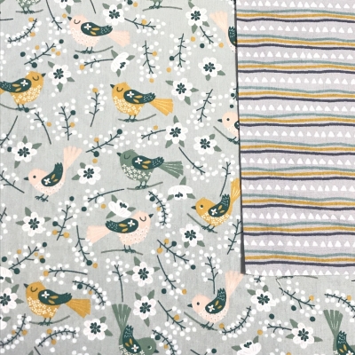 Baumwolle | SWEET BIRDS brushed | Hellgrau